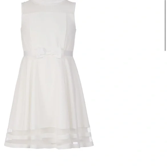 Calvin Klein White Illusion Mesh Bow Front Dress - Picture 6 of 6